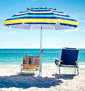 AMMSUN 7ft Sand Anchor Beach Umbrella, best umrella for the beach